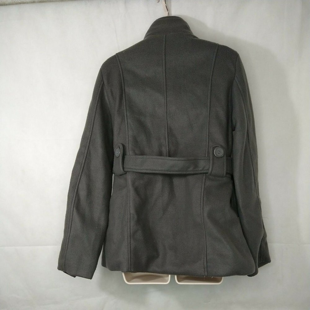Brave Soul Double Breasted Pea Coat Jacket Women Size XL Grey Belted Pockets - Picture 5 of 8